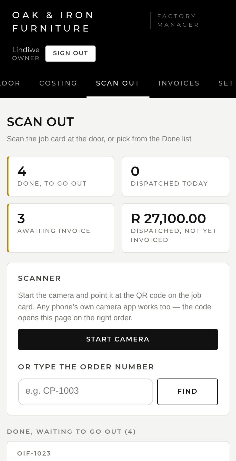 Scan out on a phone